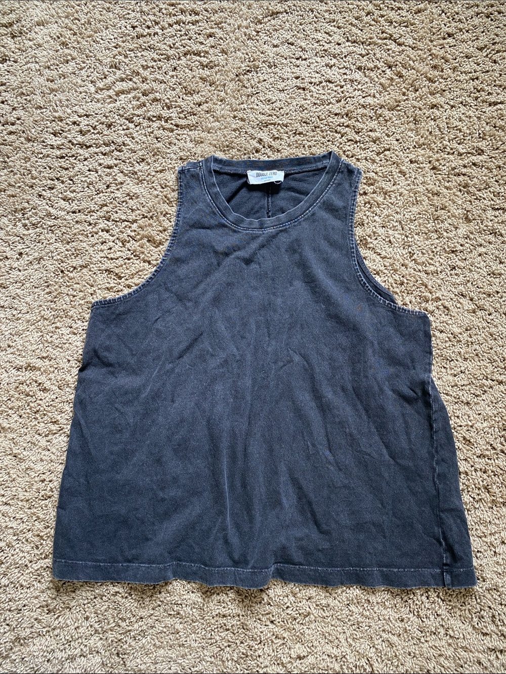 Double Zero Washed Charcoal Crew Neck Tank